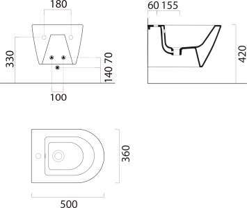 GSI KUBE X bidet závěsný 36x50cm, bílá ExtraGlaze 9464111