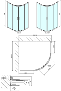 Polysan EASY čtvrtkruhová sprchová zástěna 900x800mm, L/R, čiré sklo EL2815
