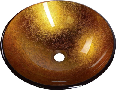 Sapho AGO skleněné umyvadlo na desku Ø 42 cm, zlatě oranžová 2501-19