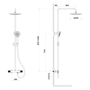 Sapho SOLARIS sprchový sloup s termostatickou baterií, chrom WD139