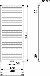 Bruckner GRUNT otopné těleso rovné 500x1330 mm, středové připojení, černá mat 600.122.6