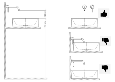 Sapho FORATA podomítková umyvadlová baterie, délka hubice 21, 5cm, černá mat FT118/15