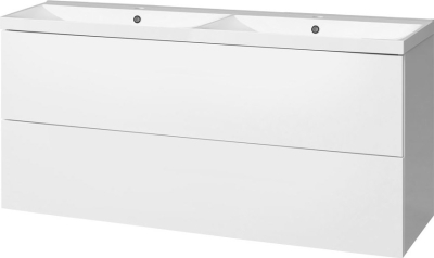 Mereo Aira, koupelnová skříňka s umyvadlem z litého mramoru 121 cm, bílá CN713M