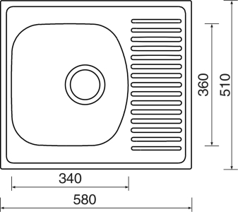 Nerezový dřez Sinks SHORT 580 M 0,5mm matný STSSHM5805105M