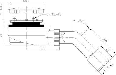 Bruckner Vaničkový sifon nízký, průměr otvor 90mm, DN40/50, krytka nerez lesk 162.940.3
