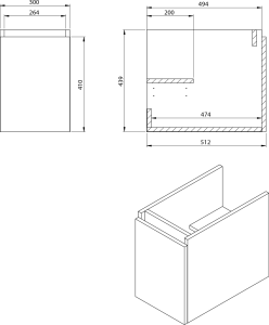 Sapho LOREA skříňka s umyvadlem 121x46x51, 5cm (30+90 cm), pravá, bílá mat LE090-3131-R-01