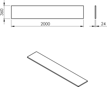 Sapho PLATO deska Rockstone 2000x24x360mm, bílá mat PL206-0101