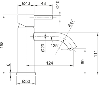 Sapho MINIMAL stojánková umyvadlová baterie, nerez mat MI002