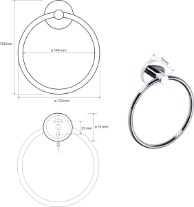 Sapho X-ROUND E držák ručníků kruh, chrom XR411