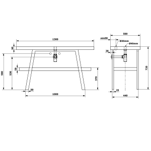 Sapho TWIGA umyvadlový stolek 130x72x50 cm, černá mat/dub tmavý VC453-130-11