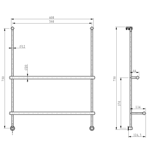 Sapho Závěsný držák ručníků na sprchovou zástěnu 600x730x125mm, chrom 1301-09