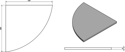 Sapho X-ROUND skleněná police rohová, čtvrtkruhová 200x200mm, chrom/čiré sklo XR009-11