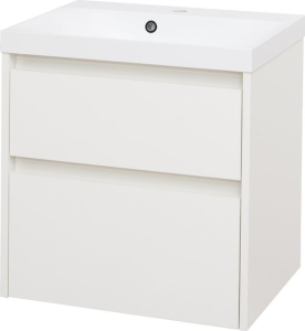 Mereo Opto, koupelnová skříňka s umyvadlem z litého mramoru 61 cm, bílá CN910M