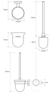 Sapho X-ROUND WC štětka závěsná, mléčné sklo, chrom XR303