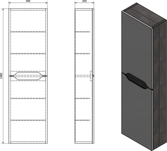 Sapho WAVE skříňka vysoká 40x140x20cm, levá/pravá, bílá/dub cuneo WA250-3025
