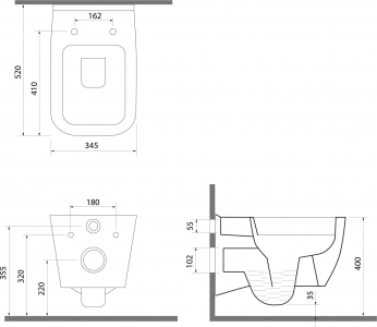 Isvea VEA závěsná WC mísa Rimless, 34, 5x52cm, bílá 10VA02001