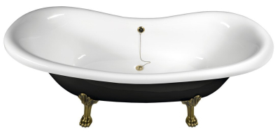 Polysan CHARLESTON volně stojící vana 188x83x69cm, nohy bronz, černá/bílá 72960