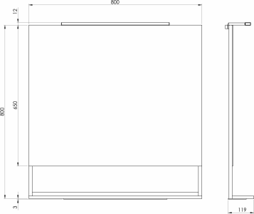 Sapho ERUPTA zrcadlo s LED osvětlením a policí 80x80cm, černá mat ERU335