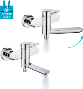 Mereo Vanová nástěnná baterie se sklopným ramínkem, Viana, bez příslušenství, 150 mm, chrom CBE90203