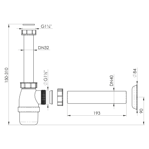 Bruckner Umyvadlový sifon 5/4", DN40, bílá 151.109.0