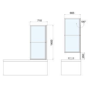 Polysan KAGERA vanová zástěna s pneumatickým zdvihem, š. 710mm, černá mat, čiré sklo 30336B