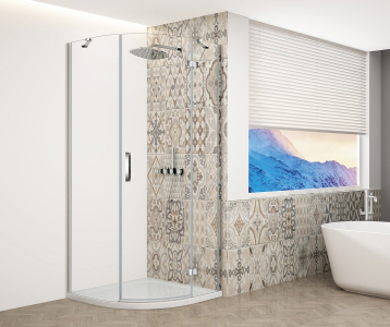 Gelco TRINITY CHROME čtvrtkruhový sprchový kout 900x900mm, čiré sklo, pravé GT6590CR-CH