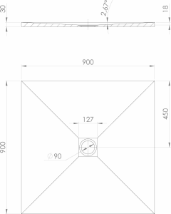 Polysan TRENECA vanička z litého mramoru s možností úpravy rozměru, 90x90cm, černá mat 84300.21