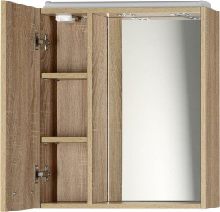 Aqualine ZOJA/KERAMIA FRESH galerka s LED osvětlením, 60x60x14cm, levá, dub platin 45027