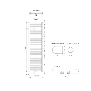 Aqualine ALYA otopné těleso rovné 400x1600mm, středové připojení, chrom LLS309