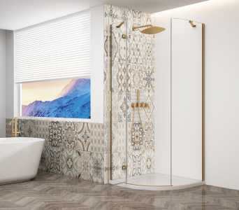 Gelco TRINITY GOLD MATT čtvrtkruhový sprchový kout 900x900mm, čiré sklo, levé GT6590CL-G