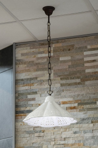 Sapho LAMPEDUSA závěsné svítidlo E27, 60W, 230V, IP21, keramické stínítko, mosazný řetěz MC011C