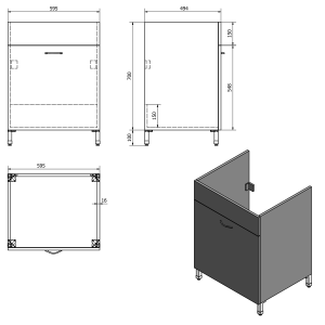 Aqualine Skříňka pod výlevku 59, 5x70x49, 4cm, bílá 57035