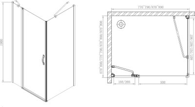 Gelco ONE sprchové dveře s pevnou částí 900 mm, čiré sklo GO4890