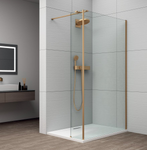 Polysan ESCA GOLD MATT jednodílná sprchová zástěna k instalaci ke stěně, sklo čiré, 1000 mm ES1010-04