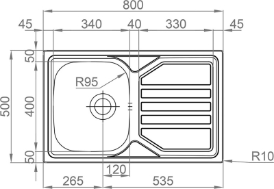 Nerezový dřez Sinks OKIO 800 V 0,6mm texturovaný RDOKT8005006V