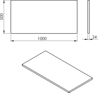 Sapho PLATO deska Rockstone 1000x24x500mm, bílá mat PL100-0101