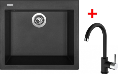 Granitový dřez Sinks CUBE 560 Nanoblack+MIX 35 Nanoblack G182N6