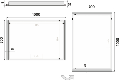 Nimco OBDELNÍKOVÁ - OSTRÉ ROHY LED zrcadlo 1000x700 ZP 11004