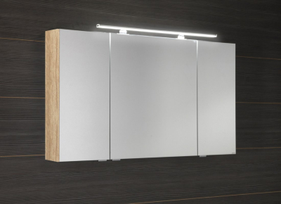 Sapho MIRRÓ galerka s LED osvětlením, 3x dvířka, 120x70x16cm, dub alabama MC121-0022