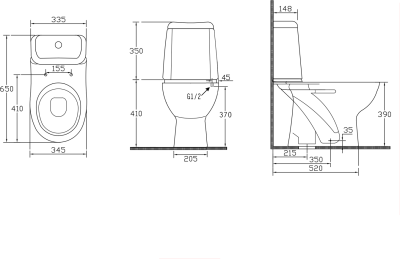 Aqualine RIGA WC kombi, dvojtlačítko 3/6l, spodní odpad, bílá RG801