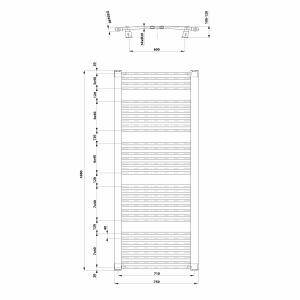Aqualine ORBIT otopné těleso s bočním připojením 750x1680 mm, bílá ILO67T