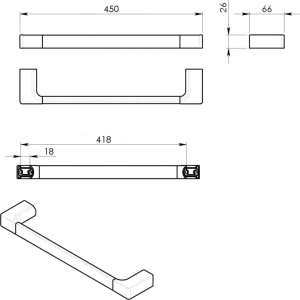 Gedy PIRENEI držák ručníků 450mm, chrom PI214513