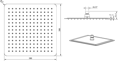 Sapho SLIM hlavová sprcha, 300x300mm, nerez lesk MS563