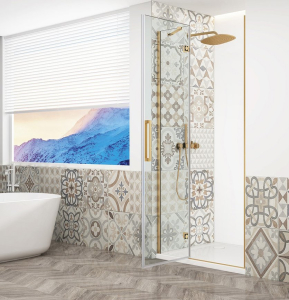 Gelco TRINITY GOLD MATT sprchové dveře do niky 1200mm, čiré sklo, levé GT1212CL-G