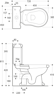 Kerasan RETRO WC kombi, zadní odpad, bílá-chrom WCSET02-RETRO-ZO