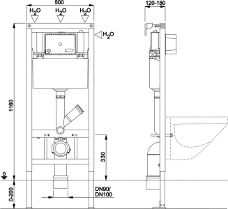 Mereo WC komplet pro sádrokarton s příslušenstvím MM02SETRB