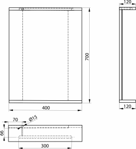 Aqualine KORIN STRIP zrcadlo s LED osvětlením 40x70x12cm KO345S