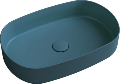 Isvea INFINITY OVAL keramické umyvadlo na desku, 55x36cm, zelená petrol 10NF65055-2P