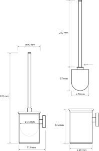 Sapho X-STEEL WC štětka závěsná, nerez mat XS305