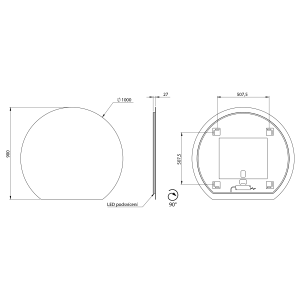 Sapho DARA CUT zrcadlo s LED podsvícením 20W, ø 100x90cm, topná fólie 30562CI